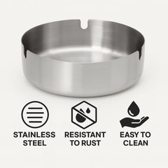REGENT ASHTRAY ROUND STAINLESS STEEL, 100MM DIA