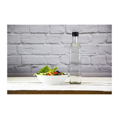 CONSOL SQUARE OIL/VINEGAR BOTTLE WITH BLACK LID, 500ML