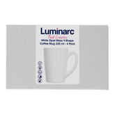 LUMINARC WHITE OPAL GLASS BULLET SHAPE COFFEE MUGS 4PK, 320ML