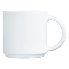 LUMINARC WHITE OPAL GLASS STACKING COFFEE MUGS 4PK, 340ML