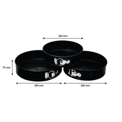 REGENT BAKEWARE SPRINGFORM ROUND NON STICK CAKE PANS 3PK, 240 l 260 l 280MM DIAX70MM