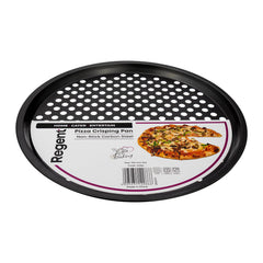 REGENT BAKEWARE PIZZA CRISPING PAN CARBON STEEL NON STICK COATED, 325MM DIA