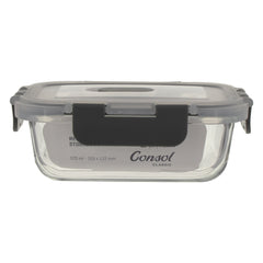 CONSOL MADRID RECT. STORAGE CONTAINER WITH VENTED CLIP ON LID, 370ML