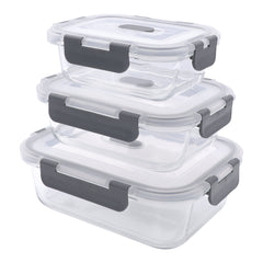 CONSOL MADRID STORAGE CONTAINERS WITH CLIP ON VENTED LIDS VALUE 3PK SET, 1L & 630ML & 370ML