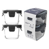 CONSOL SQUARE GLASS BABY FOOD CONTAINERS WITH VENTED CLIP LIDS 2PK, 160ML