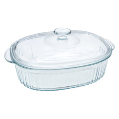 CONSOL TOLEDO OVAL RIBBED GLASS CASSEROLE WITH LID, 2.8L