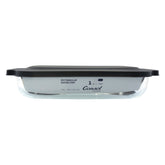 CONSOL VIGO RECTANGULAR GLASS BAKING DISH WITH GREY PLASTIC LID, 3.8L