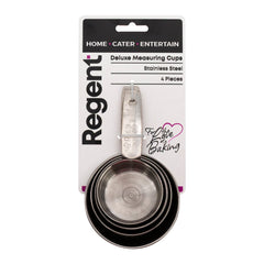 REGENT BAKEWARE DELUXE MEASURING CUP ST STEEL 4PC SET, 60/80/125/250ML