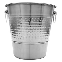 BAR BUTLER CHAMPAGNE BUCKET HAMMERED WITH RING HANDLES ST STEEL, 4L