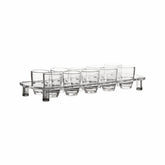 BAR BUTLER 10 CLEAR PLASTIC SHOT GLASSES 25ML ON A TRAY 11PCS SET