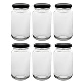 CONSOL SHEER JARS WITH BLACK LIDS 6PK, 250ML