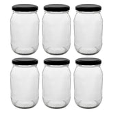 CONSOL FARRAGO JARS WITH BLACK LIDS 6PK, 375ML
