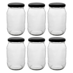 CONSOL FARRAGO JARS WITH BLACK LIDS 6PK, 375ML