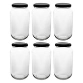 CONSOL ROUND JARS WITH BLACK LIDS 6PK, 750ML