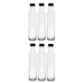 CONSOL ROUND OIL/VINEGAR BOTTLE WITH BLACK LID 6PK, 250ML