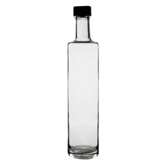 CONSOL ROUND OIL/VINEGAR BOTTLE WITH BLACK LID 6PK, 500ML