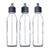 CONSOL SLIMLINE BOTTLE WITH ASSORTED COLOURED STRAW LIDS, 500ML