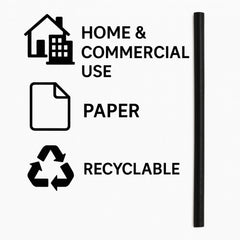 BAR BUTLER PAPER STRAWS BLACK 50 X 3PLY 8MM WRAPPED + 1 UNWRAPPED - 51 PK