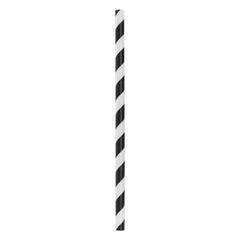BAR BUTLER PAPER STRAWS BLACK & WHITE CHEVRON 50X3PLY 8MM WRAPPED + 1 UNWRAPPED 51PK