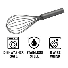 REGENT BAKEWARE PIANO WHISK 8 WIRE STAINLESS STEEL, 300MM