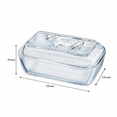 LUMINARC TEMPERED GLASS COW BUTTER DISH, 110X170MM