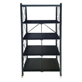 FOLDABLE STORAGE RACK 5 SHELF POWDER COATED BLACK, 715X365X1613MM