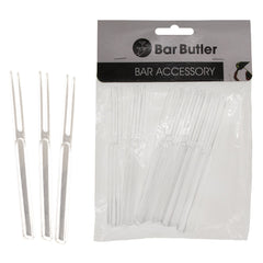 BAR BUTLER CLEAR COCKTAIL PLASTIC FORKS 24PK, 105MM