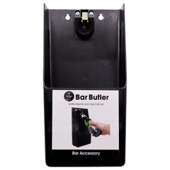 BAR BUTLER WALL MOUNT BOTTLE OPENER WITH CAP CATCHER BLACK