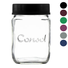 CONSOL JAR WITH NEW ASSORTED COLOURED LIDS, 500ML