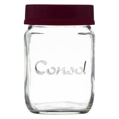 CONSOL JAR WITH NEW ASSORTED COLOURED LID, 250ML