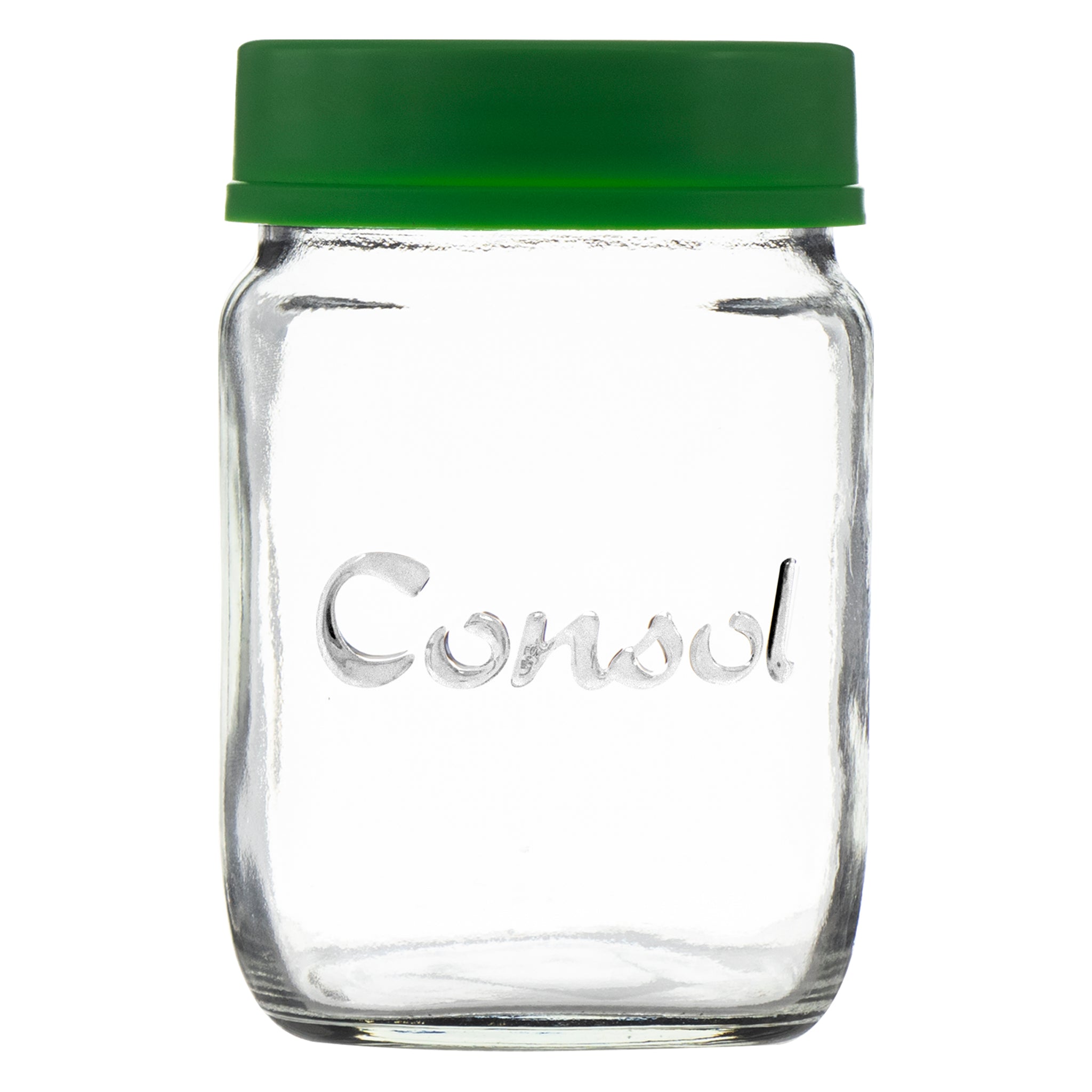 CONSOL JAR WITH NEW ASSORTED COLOURED LID, 250ML