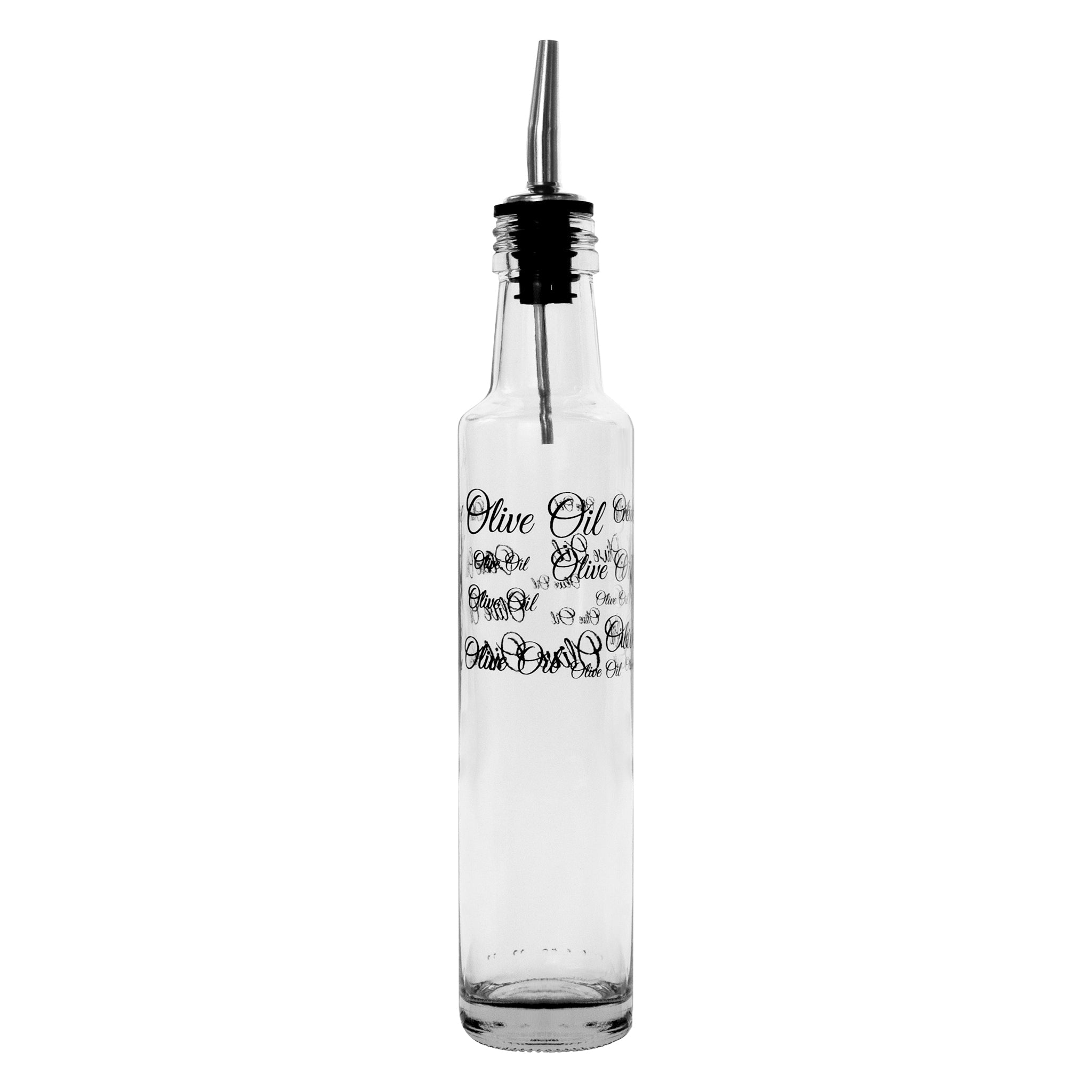 CONSOL ROUND PRINTED OLIVE OIL & VINEGAR BOTTLES WITH POURERS EA, 250ML
