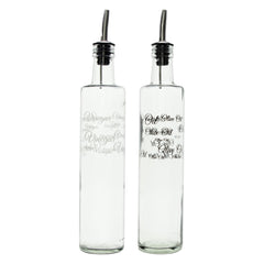 CONSOL ROUND PRINTED OLIVE OIL & VINEGAR BOTTLES WITH POURERS EA, 500ML