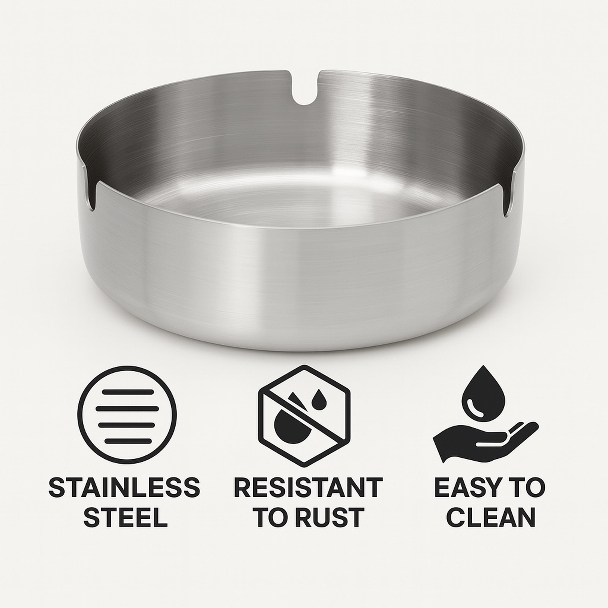 REGENT ASHTRAY ROUND STAINLESS STEEL, 100MM DIA