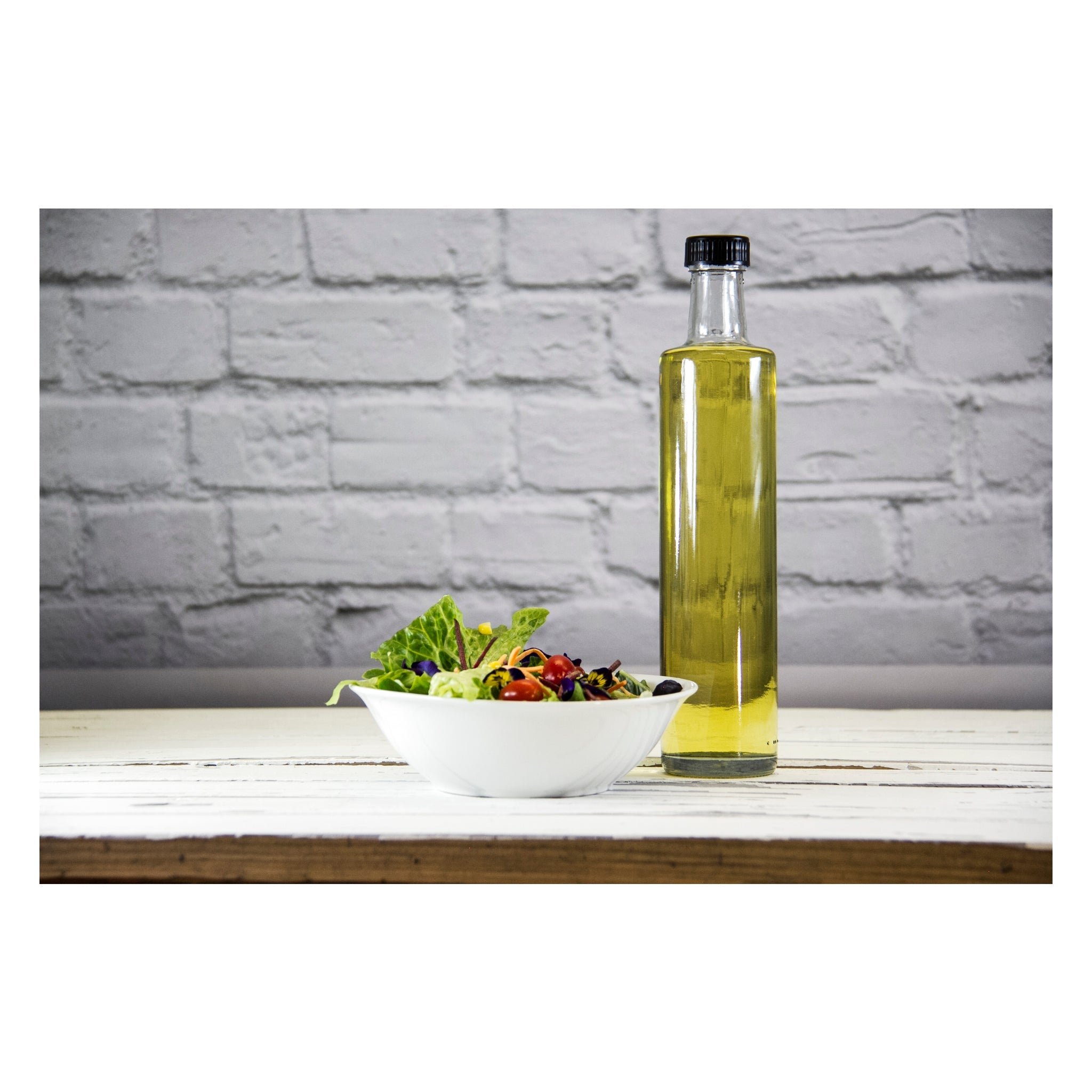 CONSOL ROUND OIL/VINEGAR BOTTLE WITH BLACK LID, 500ML
