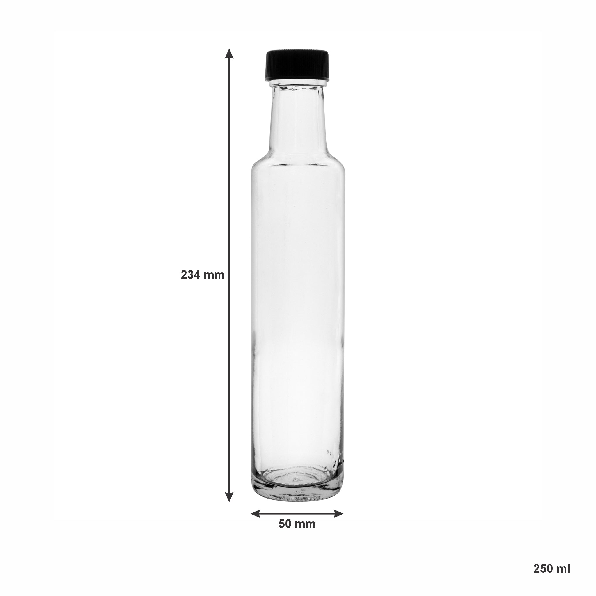 CONSOL ROUND OIL/VINEGAR BOTTLE WITH BLACK LID, 250ML