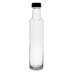 CONSOL ROUND OIL/VINEGAR BOTTLE WITH BLACK LID, 250ML