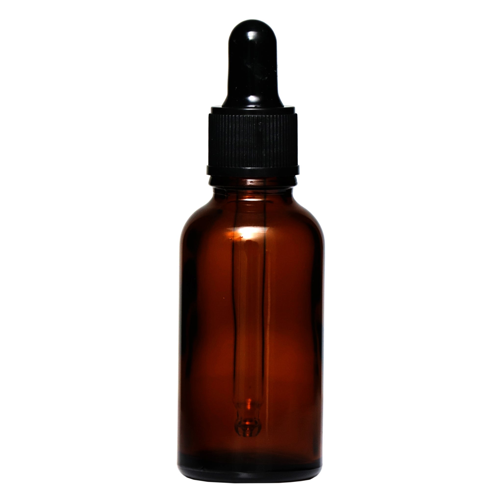 REGENT AMBER GLASS BOTTLES WITH BLACK PLASTIC DROPPER LIDS 4PK, 30ML