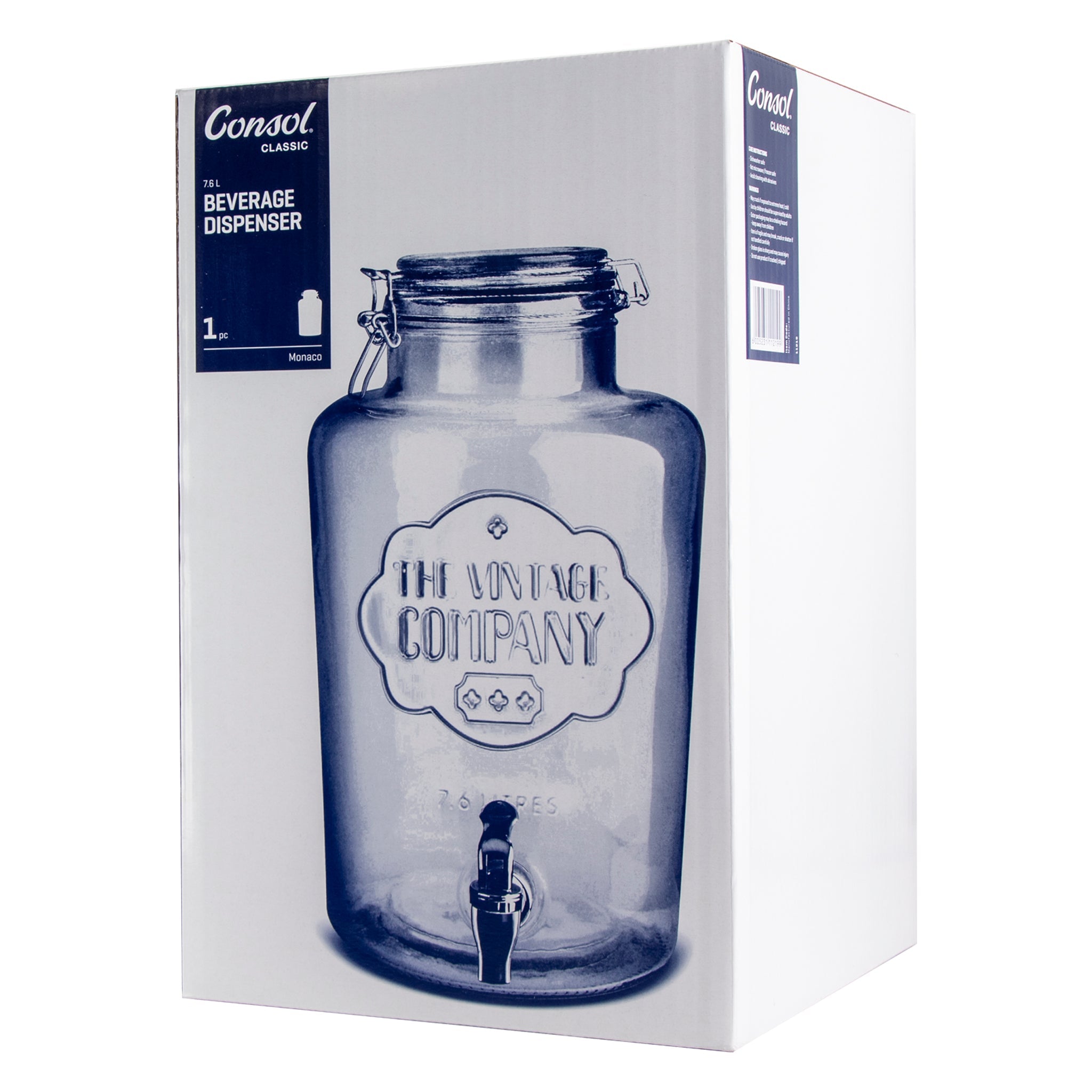 CONSOL BEVERAGE DISPENSER WITH CLIP-TOP LID, 7.6L