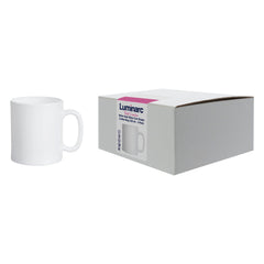 LUMINARC WHITE OPAL GLASS CAN SHAPE COFFEE MUGS 4PK, 320ML
