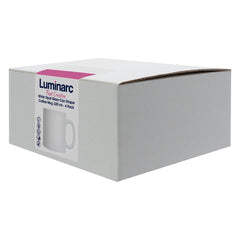 LUMINARC WHITE OPAL GLASS CAN SHAPE COFFEE MUGS 4PK, 320ML