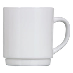 LUMINARC WHITE OPAL GLASS STACKING COFFEE MUGS 4PK, 290ML