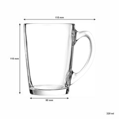 LUMINARC TEMPERED GLASS BULLET SHAPE COFFEE MUGS 4PK, 320ML