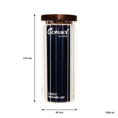 CONSOL ROUND RIBBED CANISTER WITH ACACIA LID, 1L