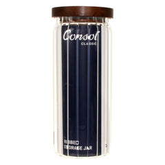 CONSOL ROUND RIBBED CANISTER WITH ACACIA LID, 1L