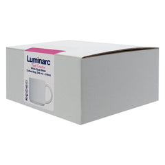 LUMINARC WHITE OPAL GLASS STACKING COFFEE MUGS 4PK, 340ML