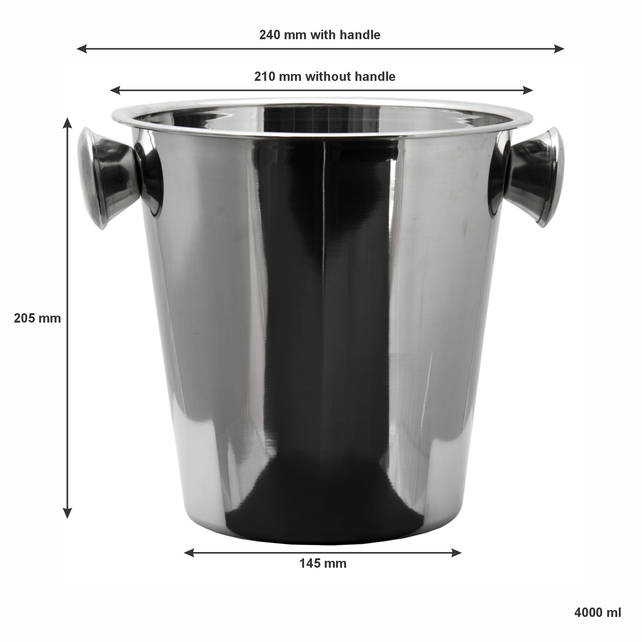 BAR BUTLER ICE BUCKET WITH KNOB HANDLES ST STEEL, 4L