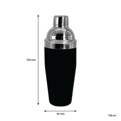BAR BUTLER COCKTAIL SHAKER SOFT TOUCH FINISH BLACK, 750ML