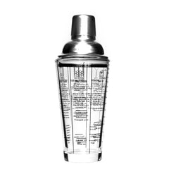 BAR BUTLER COCKTAIL SHAKER WITH 6 RECIPE MEASURES GLASS & ST STEEL, 400ML