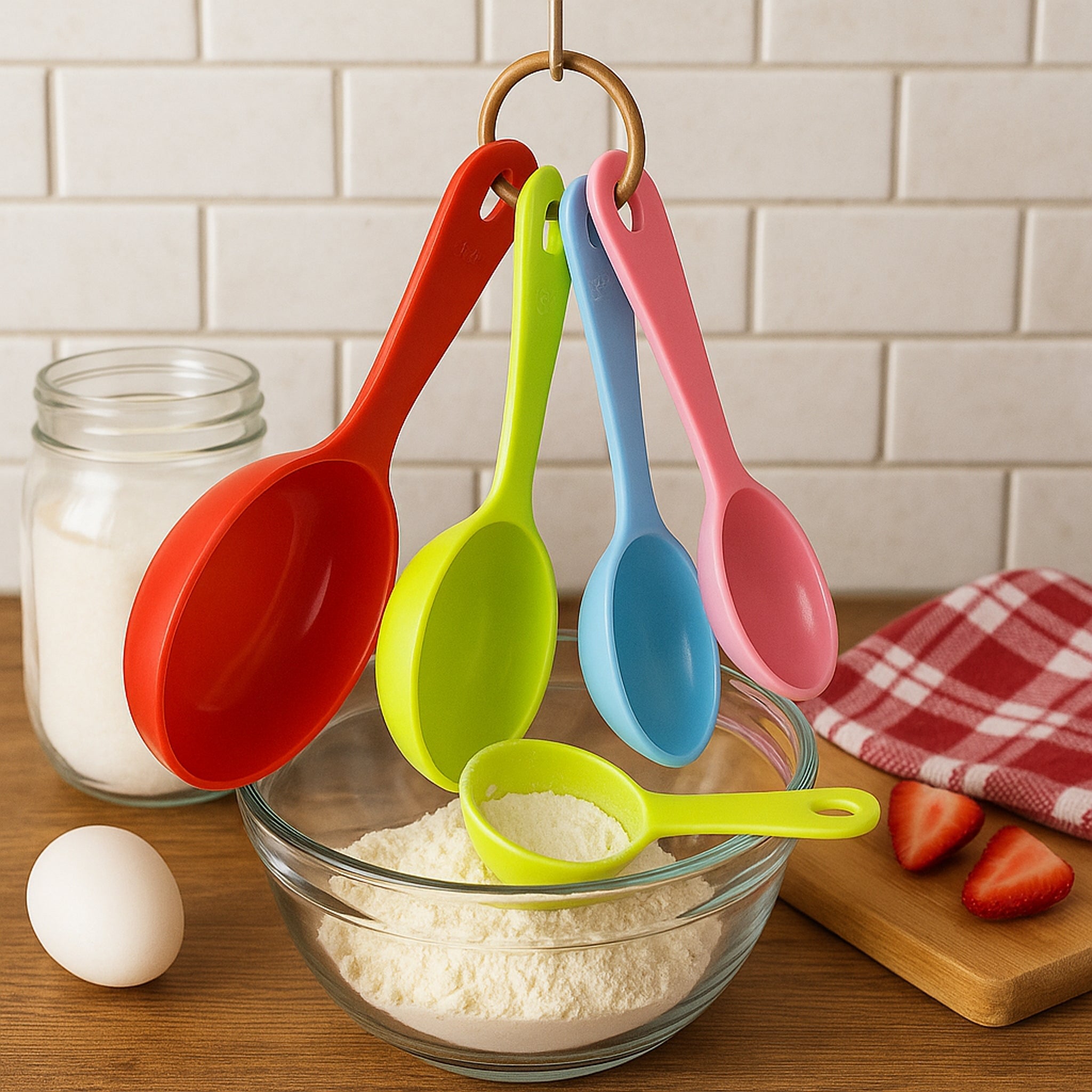 REGENT BAKEWARE OVAL MEASURING CUP PLASTIC COLOURS 4PK SET